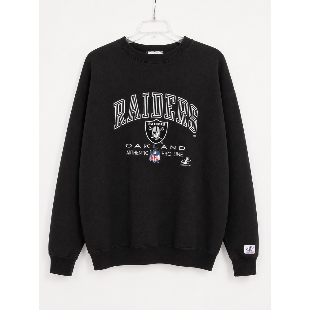 Vintage Logo Athletic NFL Pro Line Oakland Raiders Black Sweatshirt XL Crew Neck